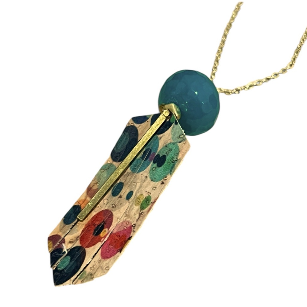 Hand Crafted 19” Long Raw Brass & Leather Necklace